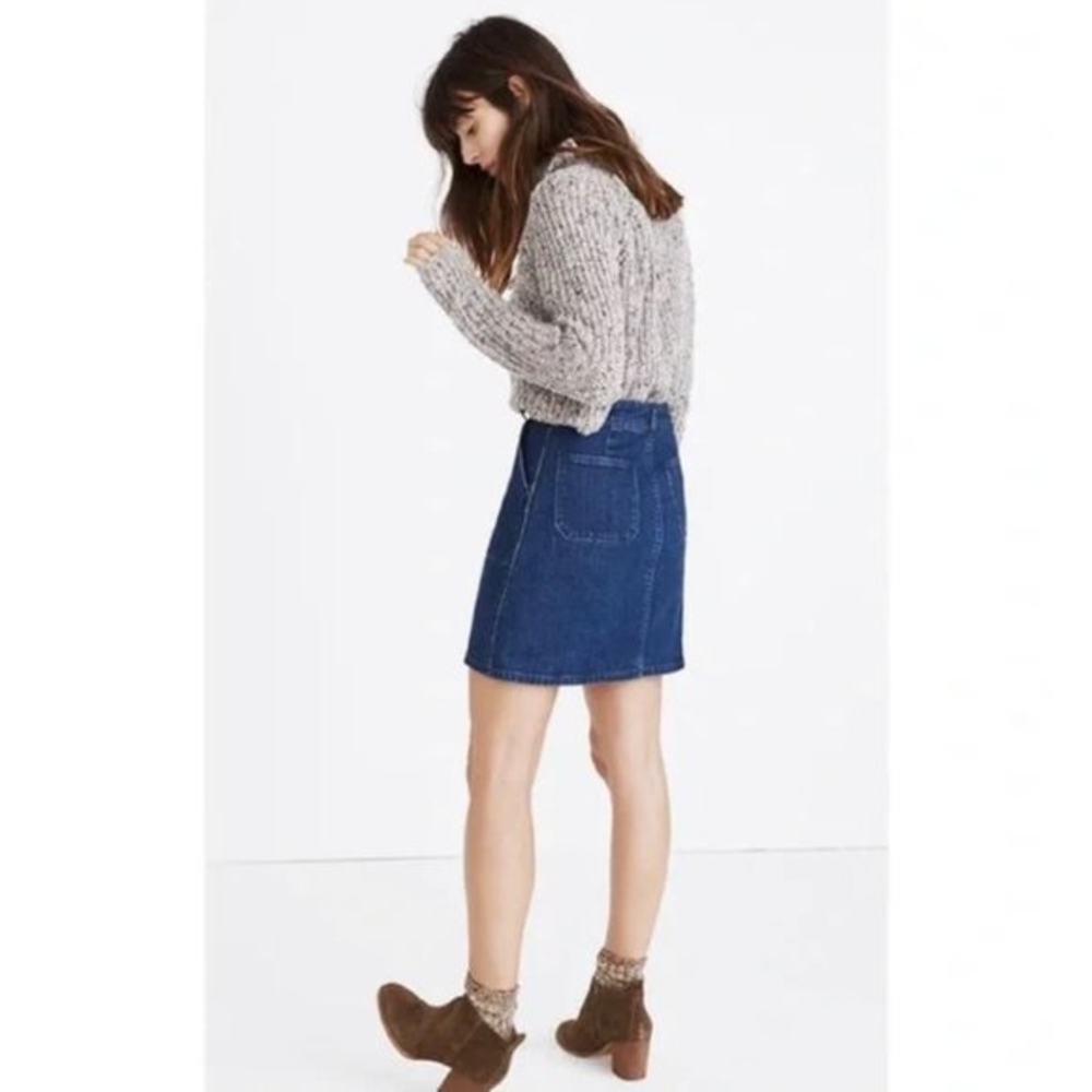 Madewell Denim Utility Zip Skirt Blue Size 32 NWOT‎